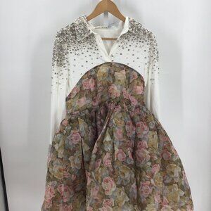 ALICE & OLIVIA Floral Shrug Puff Dress, Size M